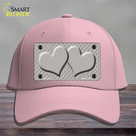 Grey White Quatrefoil Grey Center Hearts Novelty License Plate Hat Cotton / Pink