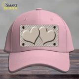 Tan White Quatrefoil Tan Center Hearts Novelty License Plate Hat Cotton / Pink