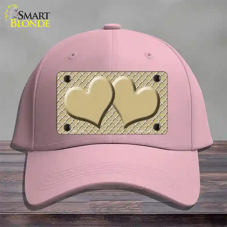 Gold White Quatrefoil Gold Center Hearts Novelty License Plate Hat Cotton / Pink