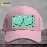 Mint White Quatrefoil And Mint Center Hearts Novelty License Plate Hat Cotton / Pink