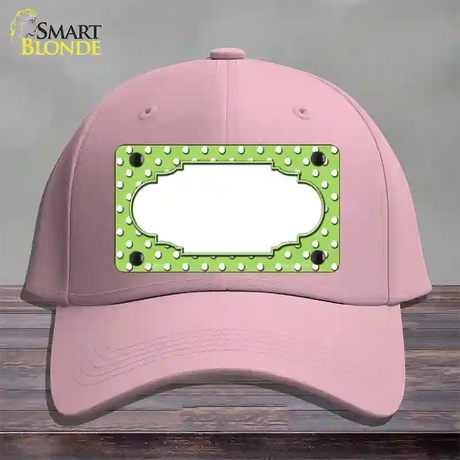 Scallop Lime Green White Polka Dot Novelty License Plate Hat Cotton / Pink