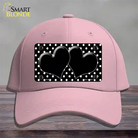 Black White Polka Dot Center Hearts Novelty License Plate Hat Cotton / Pink