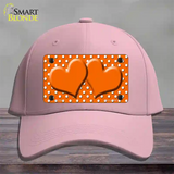 Orange White Polka Dot Center Hearts Novelty License Plate Hat Cotton / Pink