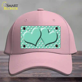 Mint White Polka Dot Center Hearts Novelty License Plate Hat Cotton / Pink