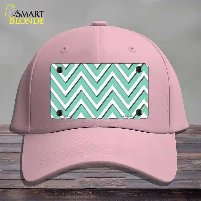 Mint White Large Chevron Novelty License Plate Hat Cotton / Pink