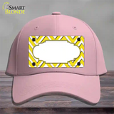 Yellow White Large Chevron Center Scallop Novelty License Plate Hat Cotton / Pink