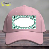 Mint White Large Chevron Center Scallop Novelty License Plate Hat Cotton / Pink