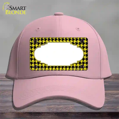 Yellow Black Houndstooth Scallop Center Novelty License Plate Hat Cotton / Pink