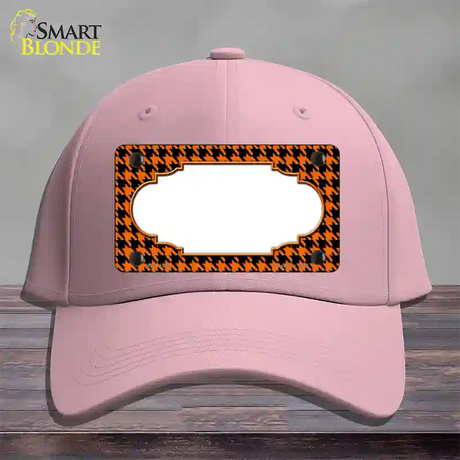 Orange Black Houndstooth Scallop Center Novelty License Plate Hat Cotton / Pink