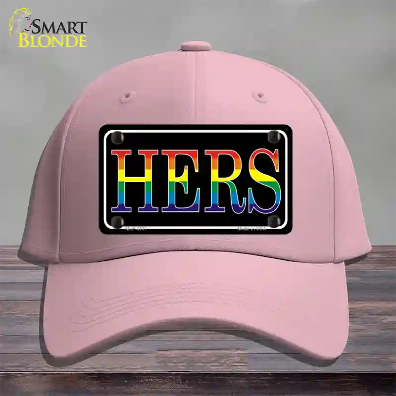 Hers Rainbow Novelty License Plate Hat Cotton Pink