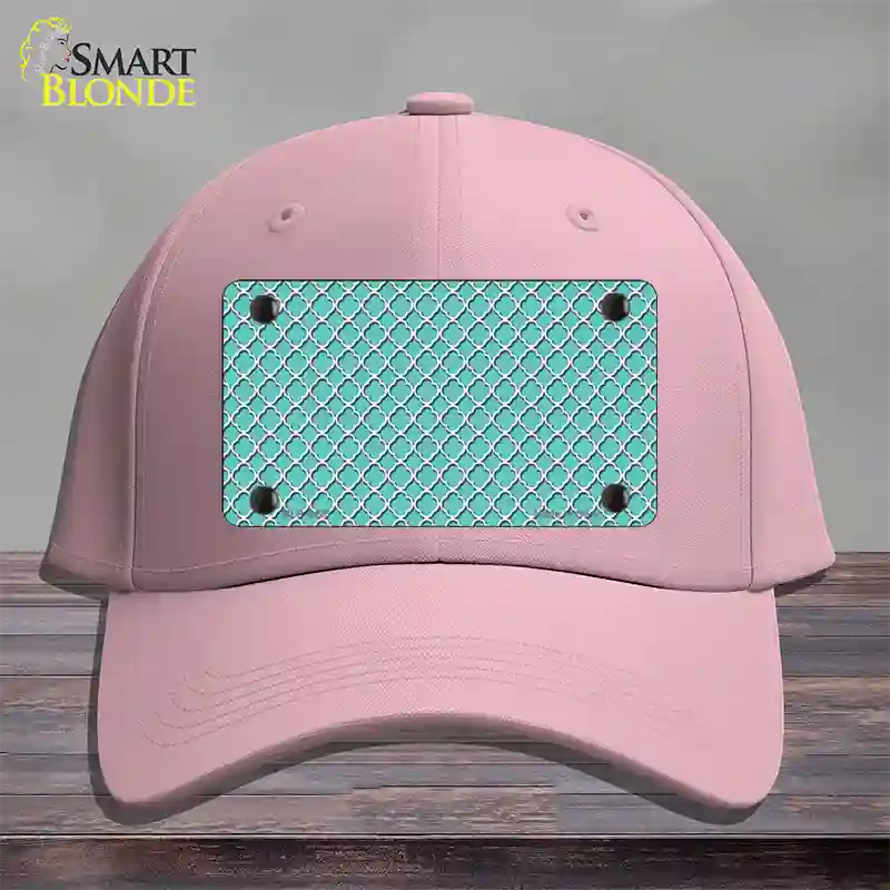 Tiffany Blue White Quatrefoil Novelty License Plate Hat Cotton / Pink
