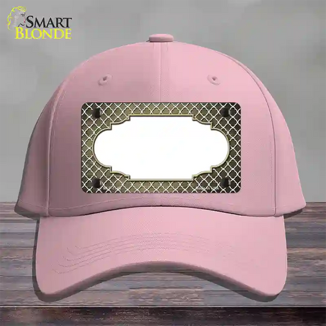 Gold White Quatrefoil Scallop Oil Rubbed Novelty License Plate Hat Cotton / Pink