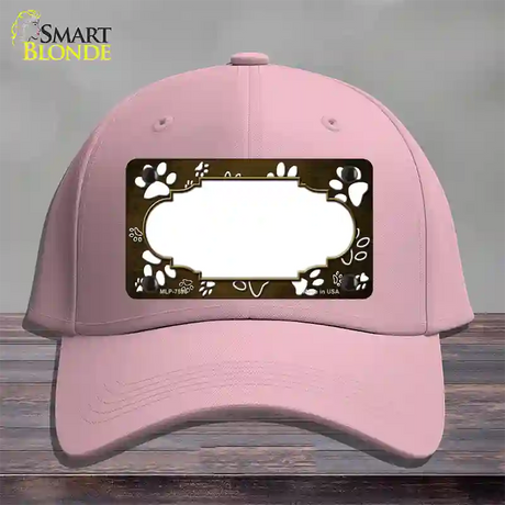 Paw Scallop Brown White Novelty License Plate Hat Cotton / Pink