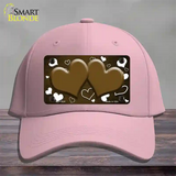 Brown White Love Hearts Oil Rubbed Novelty License Plate Hat Cotton / Pink