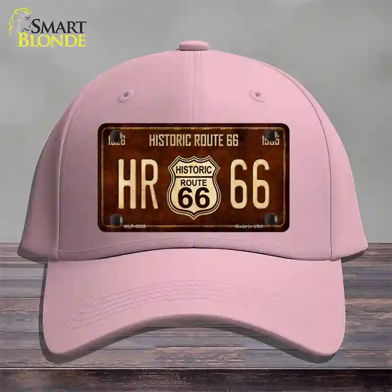 Historic Route 66 Vintage Novelty License Plate Hat Cotton Pink