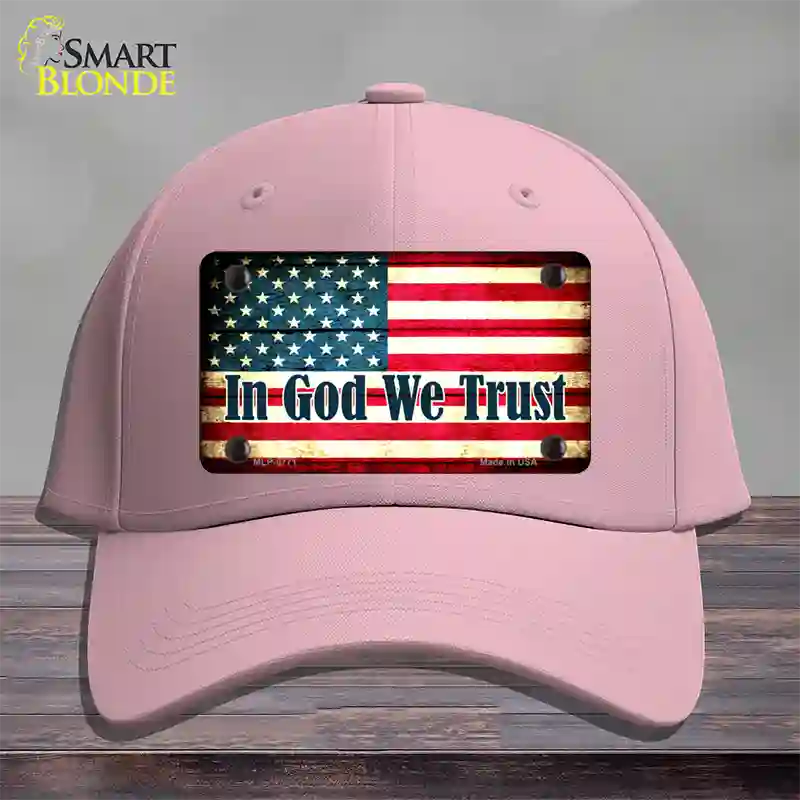 In God We Trust American Flag Novelty License Plate Hat Cotton / Pink