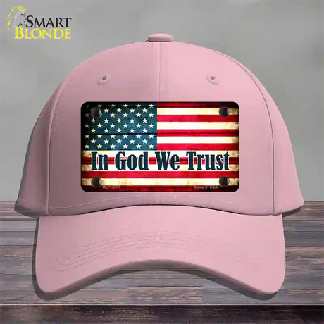 In God We Trust American Flag Novelty License Plate Hat Cotton / Pink