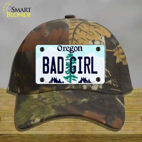 Bad Girl Oregon Novelty License Plate Hat Cotton / Camoflauge