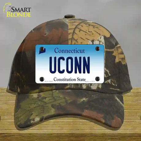 UConn Connecticut Novelty License Plate Hat Cotton / Camoflauge