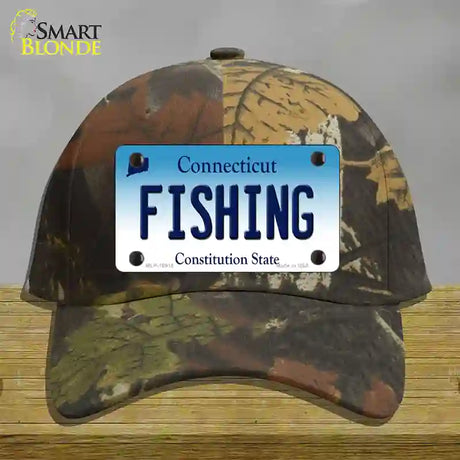 Fishing Connecticut Novelty License Plate Hat Cotton / Camoflauge