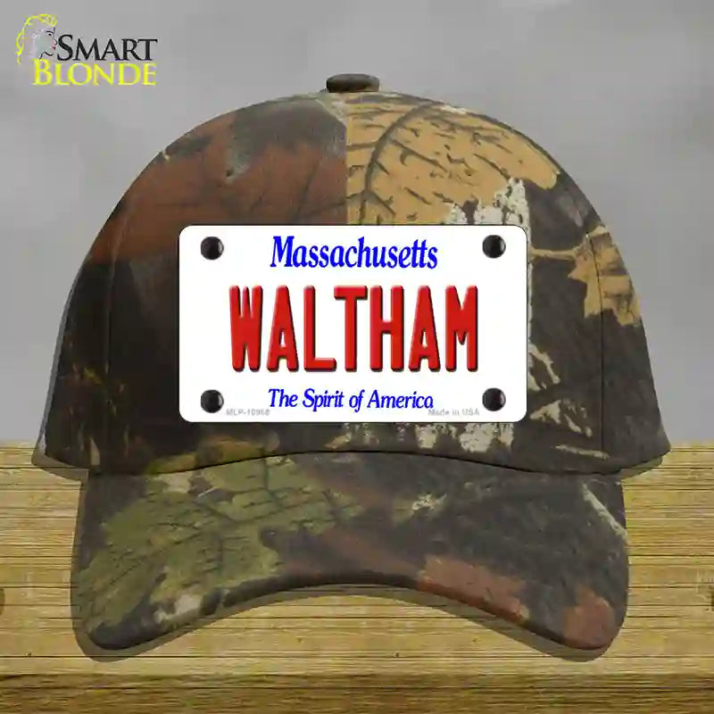 Waltham Massachusetts Novelty License Plate Hat Cotton / Camoflauge