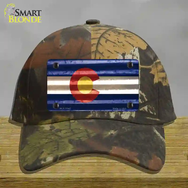 Colorado Corrugated Flag Novelty License Plate Hat Cotton Camoflauge