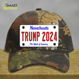 Trump 2024 Massachusetts Novelty License Plate Hat Cotton / Camoflauge