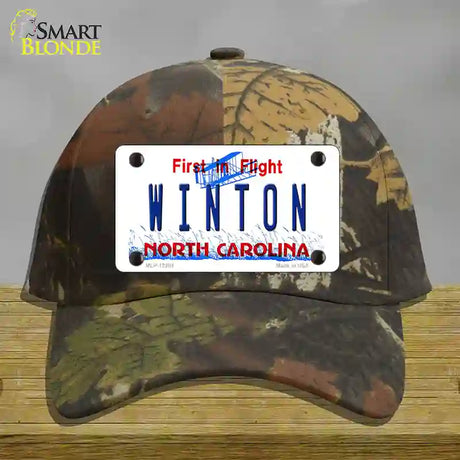 North Carolina Winton Novelty License Plate Hat Cotton / Camoflauge