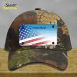 Connecticut with American Flag Novelty License Plate Hat Cotton / Camoflauge
