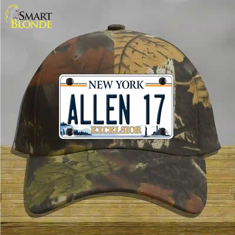 Allen 17 NY Excelsior Novelty License Plate Hat Tag Cotton Camoflauge