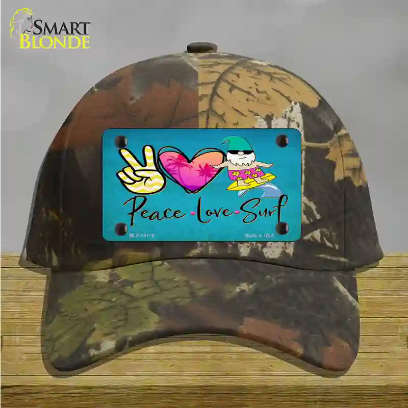 Peace Love Surf Novelty License Plate Hat Cotton / Camoflauge