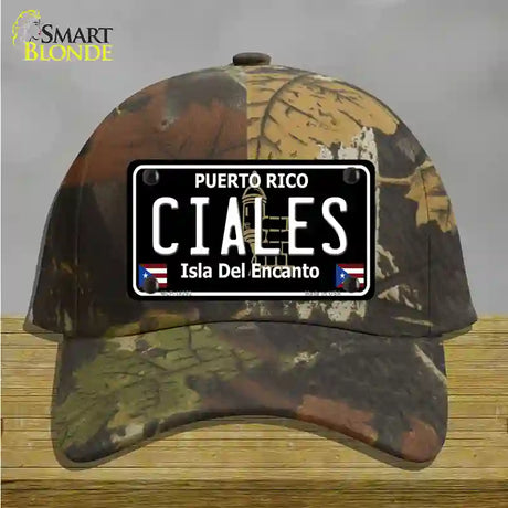 Ciales Puerto Rico Black Novelty License Plate Hat Cotton / Camoflauge