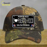 I Love Puerto Rico Black Novelty License Plate Hat Cotton / Camoflauge