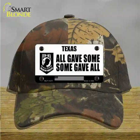 Texas POW MIA Some Gave All Novelty License Plate Hat Cotton / Camoflauge