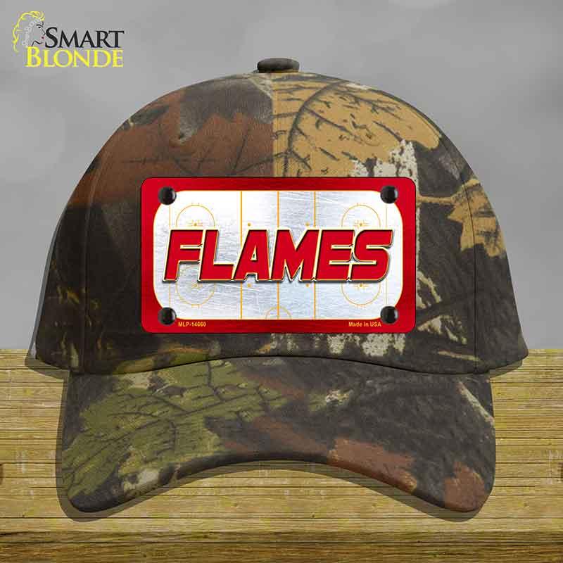 FLAMES Graphic Novelty License Plate Hat HAT-MLP-14660 Cotton Camoflauge