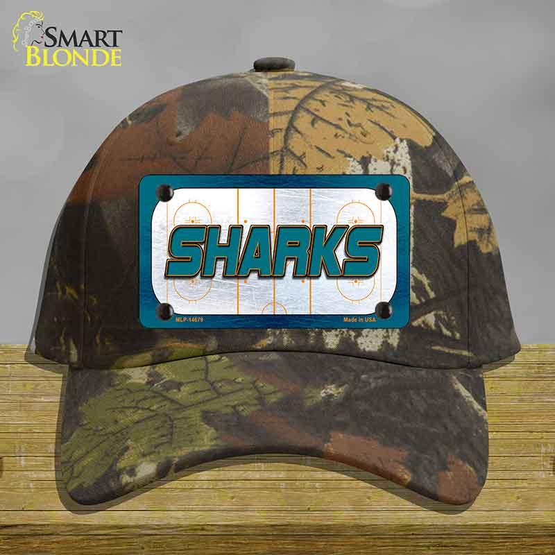 SHARKS Graphic Novelty License Plate Hat HAT-MLP-14679 Cotton Camoflauge