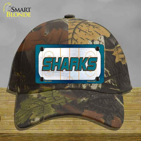 SHARKS Graphic Novelty License Plate Hat HAT-MLP-14679 Cotton Camoflauge
