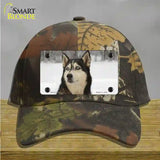 Husky Dog Novelty License Plate Hat Cotton / Camoflauge