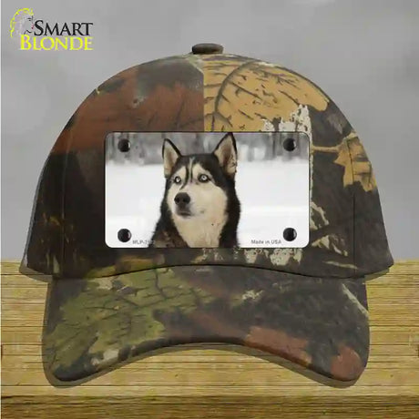 Husky Dog Novelty License Plate Hat Cotton / Camoflauge