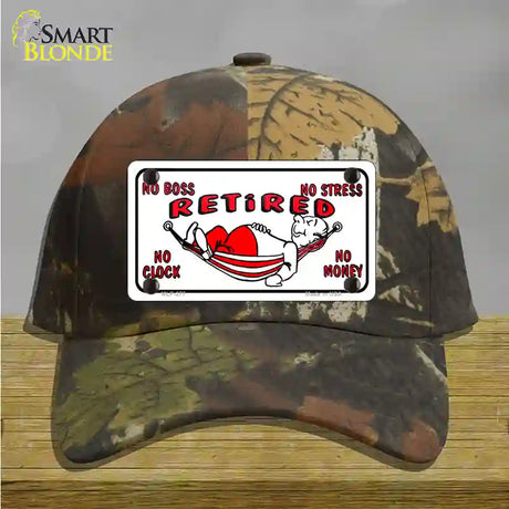 Retired With Hammock Novelty License Plate Hat Cotton / Camoflauge
