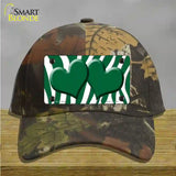 Green White Zebra Green Centered Hearts Novelty License Plate Hat Cotton / Camoflauge