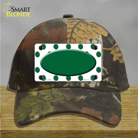 Green White Polka Dot Green Center Oval Novelty License Plate Hat Cotton / Camoflauge