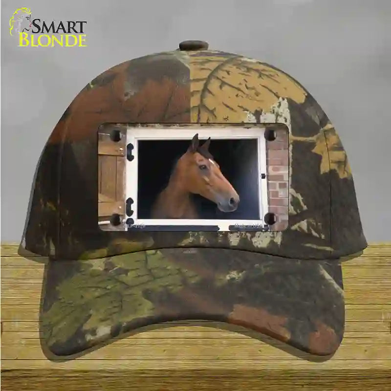 Horse In Barn Novelty License Plate Hat Cotton / Camoflauge