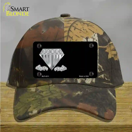 Diamonds Offset Novelty License Plate Hat Cotton / Camoflauge