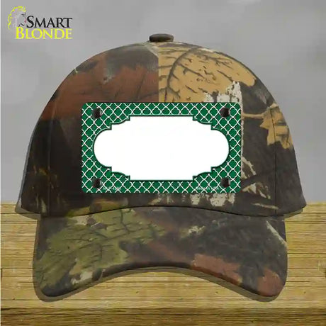 Green White Quatrefoil Center Scallop Novelty License Plate Hat Cotton / Camoflauge