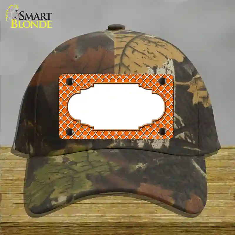 Orange White Quatrefoil Center Scallop Novelty License Plate Hat Cotton / Camoflauge