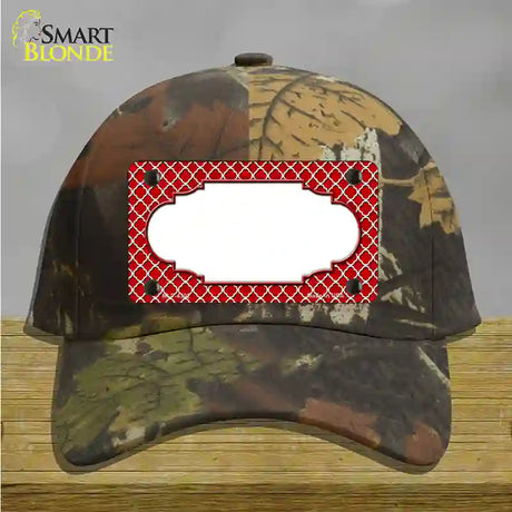 Red White Quatrefoil Center Scallop Novelty License Plate Hat Cotton / Camoflauge