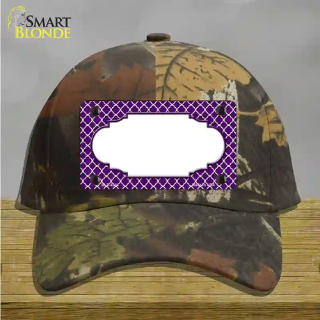 Purple White Quatrefoil Center Scallop Novelty License Plate Hat Cotton / Camoflauge