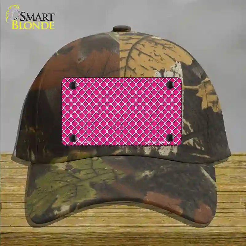 Pink White Quatrefoil Novelty License Plate Hat Cotton / Camoflauge