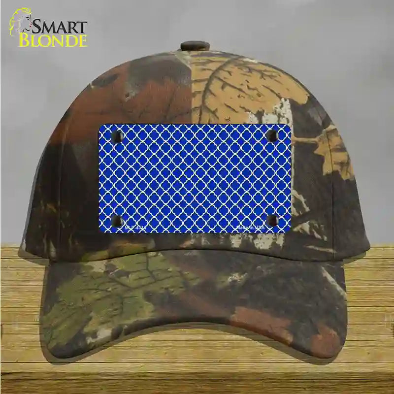 Blue White Quatrefoil Novelty License Plate Hat Cotton / Camoflauge